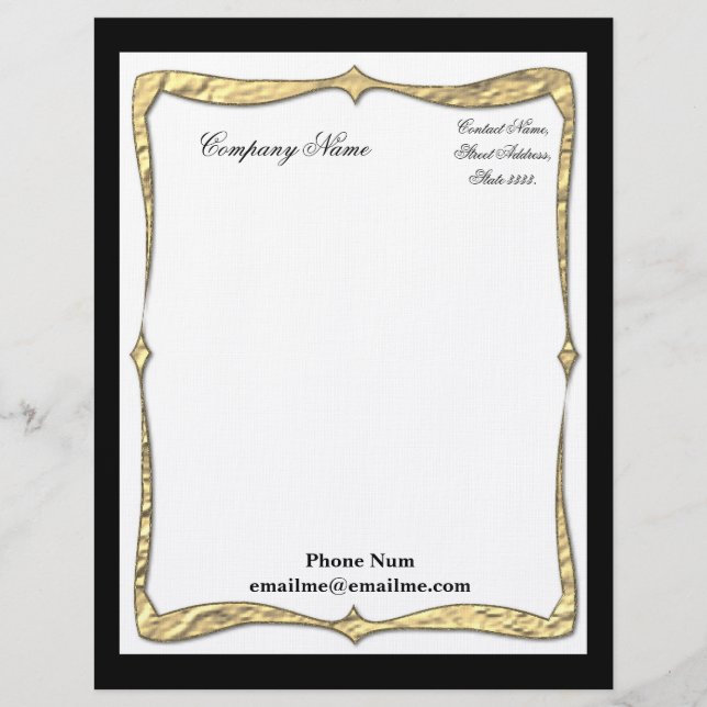 Stationäre Premium Black Equent Gold Border Briefbogen (Vorderseite)