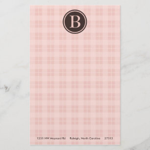 Stationäre rosa Karierte Monogramm Briefpapier