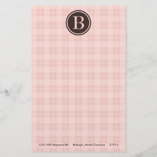 Stationäre rosa Karierte Monogramm Briefpapier