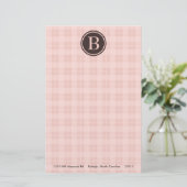 Stationäre rosa Karierte Monogramm Briefpapier (Stehend Vorderseite)