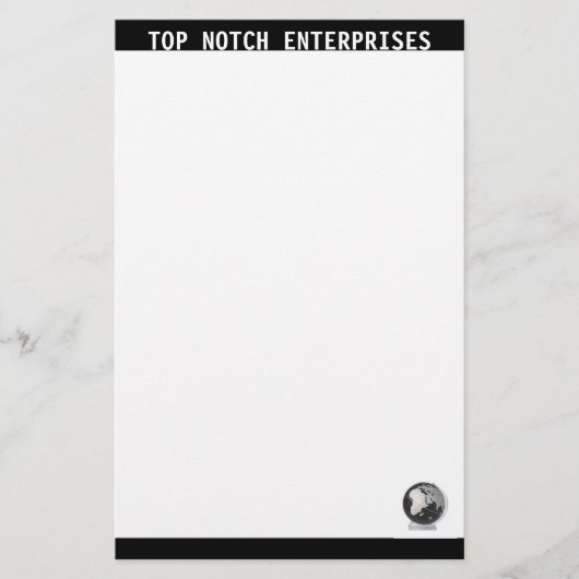 Stationäre Schwarz und Weiß Briefpapier (Vorderseite)