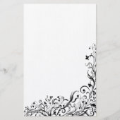Stationäre schwarze Flora Briefpapier (Vorderseite)