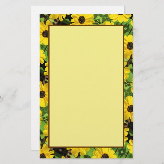 Stationäre schwarze Mit Augen Susan Floral Sheet Briefpapier (Vorne/Hinten)