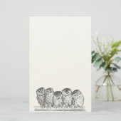 Stationäre Vintage Eule Briefpapier (Stehend Vorderseite)