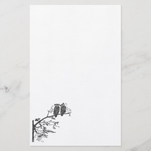 Stationäre Vintage Eulen Briefpapier (Vorderseite)