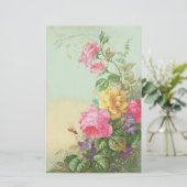 Stationäres mit BlumenVintages Briefpapier (Stehend Vorderseite)