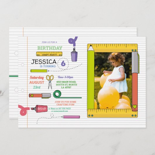 Stationäres Party-Handwerk sperrt Einladung (Vorne/Hinten)