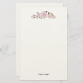 Stationary Paper with Name Soft Pink Roses Briefpapier (Vorne/Hinten)