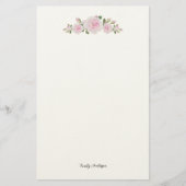 Stationary Paper with Name Soft Pink Roses Briefpapier (Vorderseite)