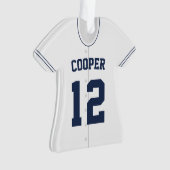 Stationen für Navy & White Baseball Jersey Player Ornament (Vorderseite)