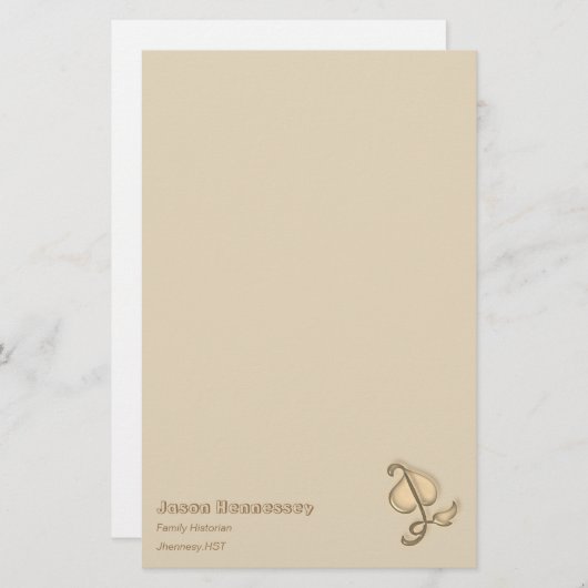 Stationery - 3D-Braunes Leaf mit Namen Briefpapier (Vorne/Hinten)