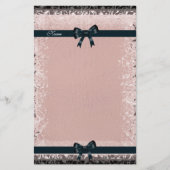 Stationery Antikes Altpapier rosa Schwarze Bogen Briefpapier (Vorderseite)