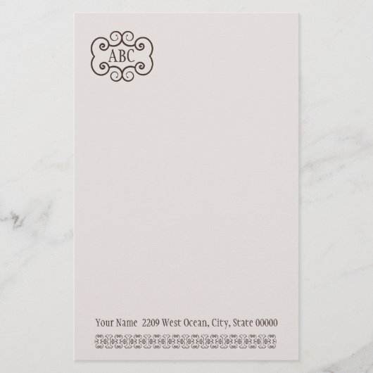 Stationery Basic P/Champagne Color Monogram Briefpapier (Vorderseite)