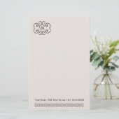 Stationery Basic P/Champagne Color Monogram Briefpapier (Stehend Vorderseite)