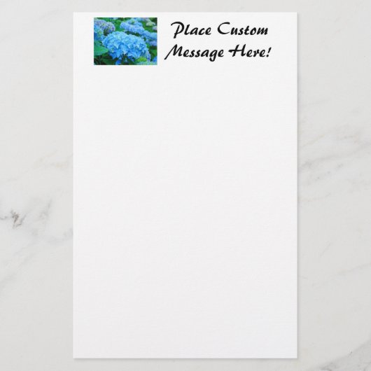 Stationery Blue Hydrangea Blumengarten individuell Briefpapier (Vorderseite)