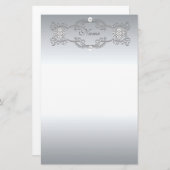 Stationery Chrome Silver Pearl Briefpapier (Vorne/Hinten)