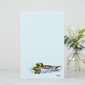 Stationery Duck in einem Teich Briefpapier (Stehend Vorderseite)