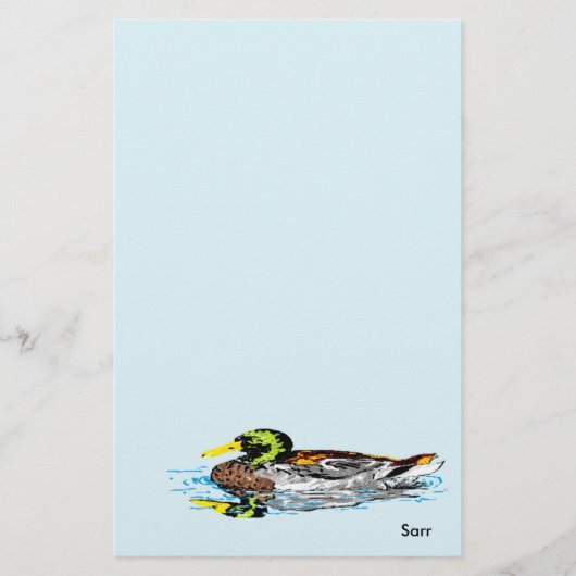 Stationery Duck in einem Teich Briefpapier (Vorderseite)