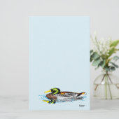Stationery Duck in einem Teich Briefpapier (Stehend Vorderseite)