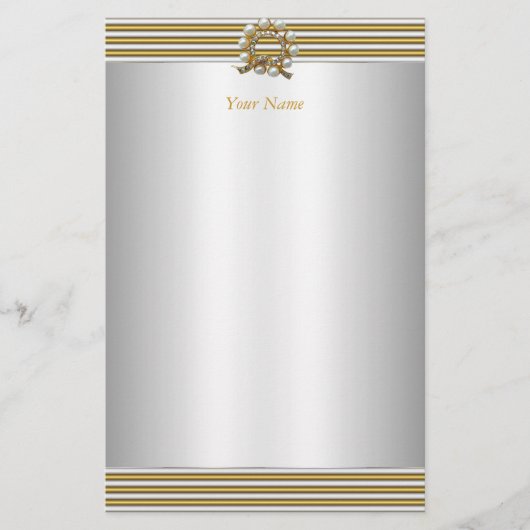 Stationery Elegant Gold Silver White Pearl Briefpapier (Vorderseite)
