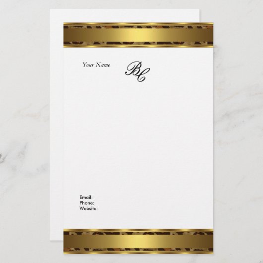 Stationery Elegante Animal Gold Briefpapier (Vorne/Hinten)