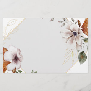 Stationery, elegantes Blumenschreiben, weiße Blume Briefpapier
