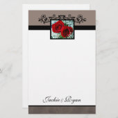 Stationery Formal Rote Rosen Liebe Herz Briefpapier (Vorne/Hinten)
