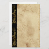 Stationery Gold Dragon Asian Perchment Effect Briefpapier (Vorne/Hinten)