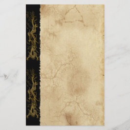 Stationery Gold Dragon Asian Perchment Effect Briefpapier