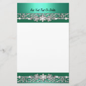 Stationery Jade Green Silver Diamond Image Briefpapier (Vorderseite)