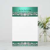 Stationery Jade Green Silver Diamond Image Briefpapier (Stehend Vorderseite)