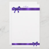 Stationery Lila Bow Ribbon Briefpapier (Vorne/Hinten)