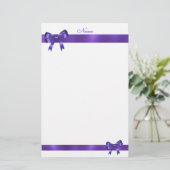 Stationery Lila Bow Ribbon Briefpapier (Stehend Vorderseite)