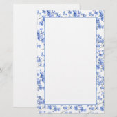 Stationery mit blauen Blumen Briefpapier (Vorne/Hinten)
