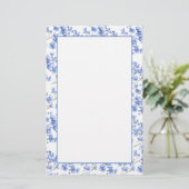 Stationery mit blauen Blumen Briefpapier (Stehend Vorderseite)