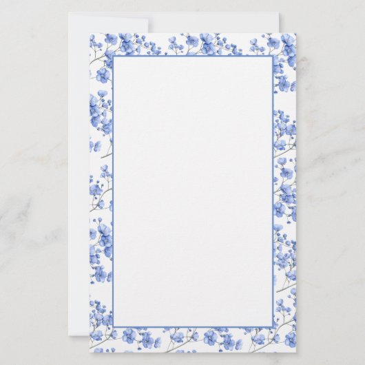 Stationery mit blauen Blumen Briefpapier (Vorderseite)