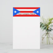 Stationery mit Flagge von Puerto Rico Briefpapier (Stehend Vorderseite)