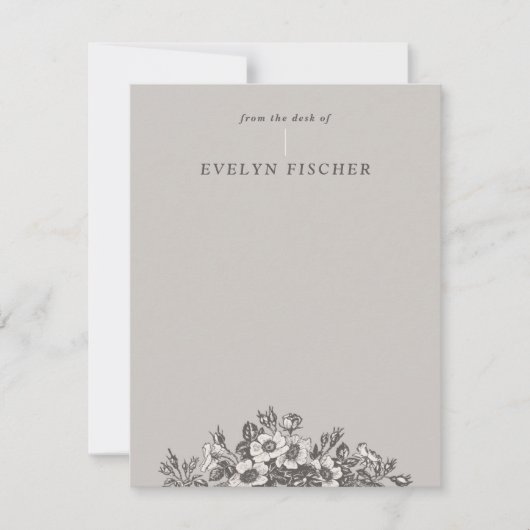 Stationery of Floral Illustration Grau (Vorderseite)
