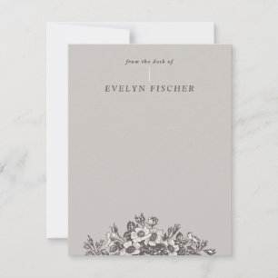 Stationery of Floral Illustration Grau