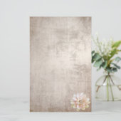 Stationery Old Paper Pink Lotus Blume Briefpapier (Stehend Vorderseite)