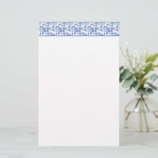 Stationery Paper Blue Rose Briefpapier (Stehend Vorderseite)