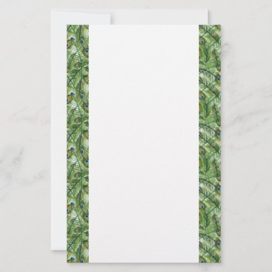 Stationery Paper Peacock Feathers Briefpapier (Vorderseite)