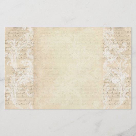 Stationery Paper Vintag Music Sheet Creme Blush Briefpapier (Vorderseite)
