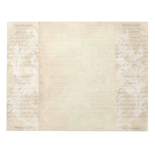 Stationery Paper Vintage Music Sheet Cream Blush Notizblock