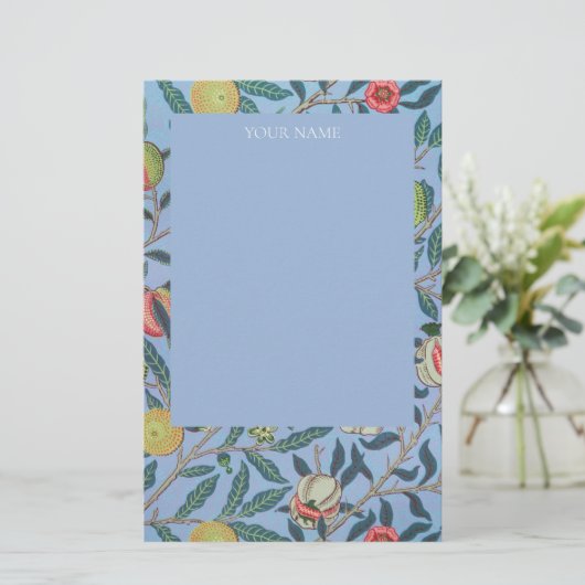 STATIONERY:WILLIAM MORRIS "BLAUE POMEGRANATES" BRIEFPAPIER (Stehend Vorderseite)
