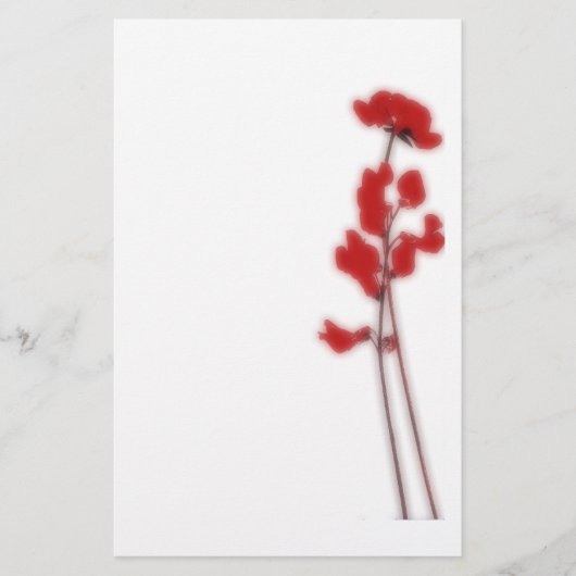 Stationery with red flowers briefpapier (Vorderseite)