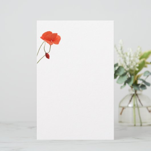 Stationery with two poppies briefpapier (Stehend Vorderseite)