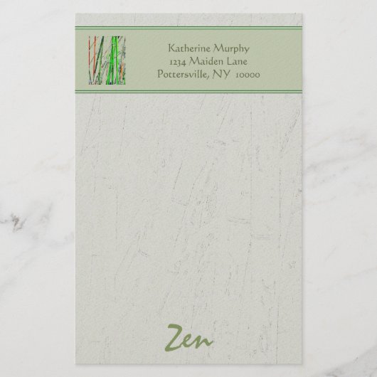 Stationery "Zen Bamboo" Briefpapier (Vorderseite)