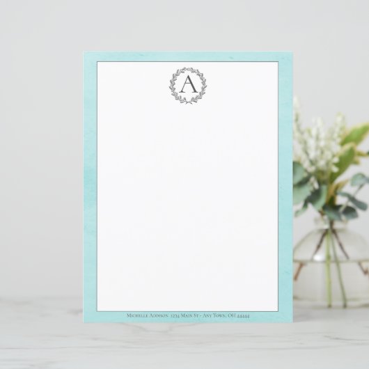 Stationierung der aquamarinen Kräne-Monogramm (Stehend Vorderseite)