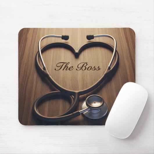 Stationsleiter-Geschenk Stethoskop Herz Holzmaseru Mousepad (Mit Mouse)